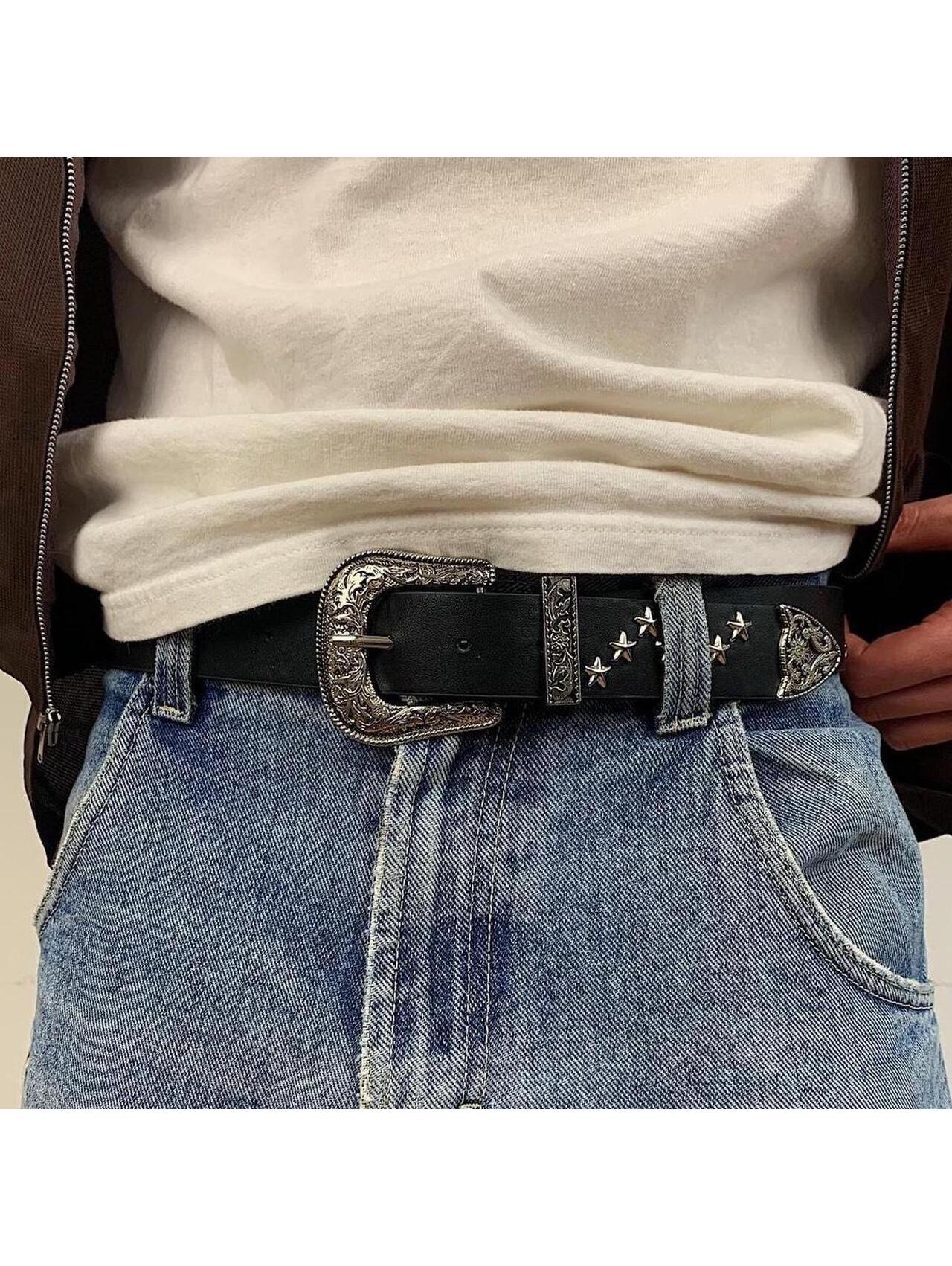 Vintage Western Cowboy Black Belt 38.5 Inch